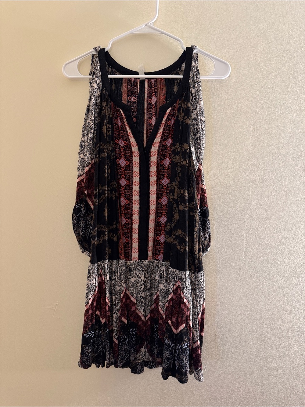 FREE PEOPLE Cold Shoulder Boho Print Dress